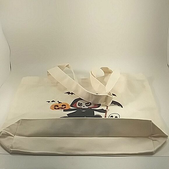 Halloween Bag Tote Treat Zipper Canvas Grim Reaper Large Colorful NEW 16… - Picture 2 of 8